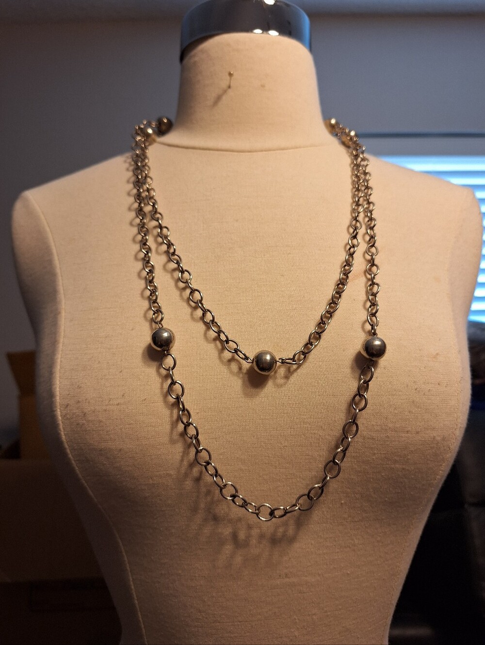 Silver Chain Ball Link 60" Infinity Unisex Punk Gothic Lightweight BTS Inspired